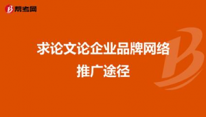 企业品牌网络推广的途径论文-网友赵德柱的博客